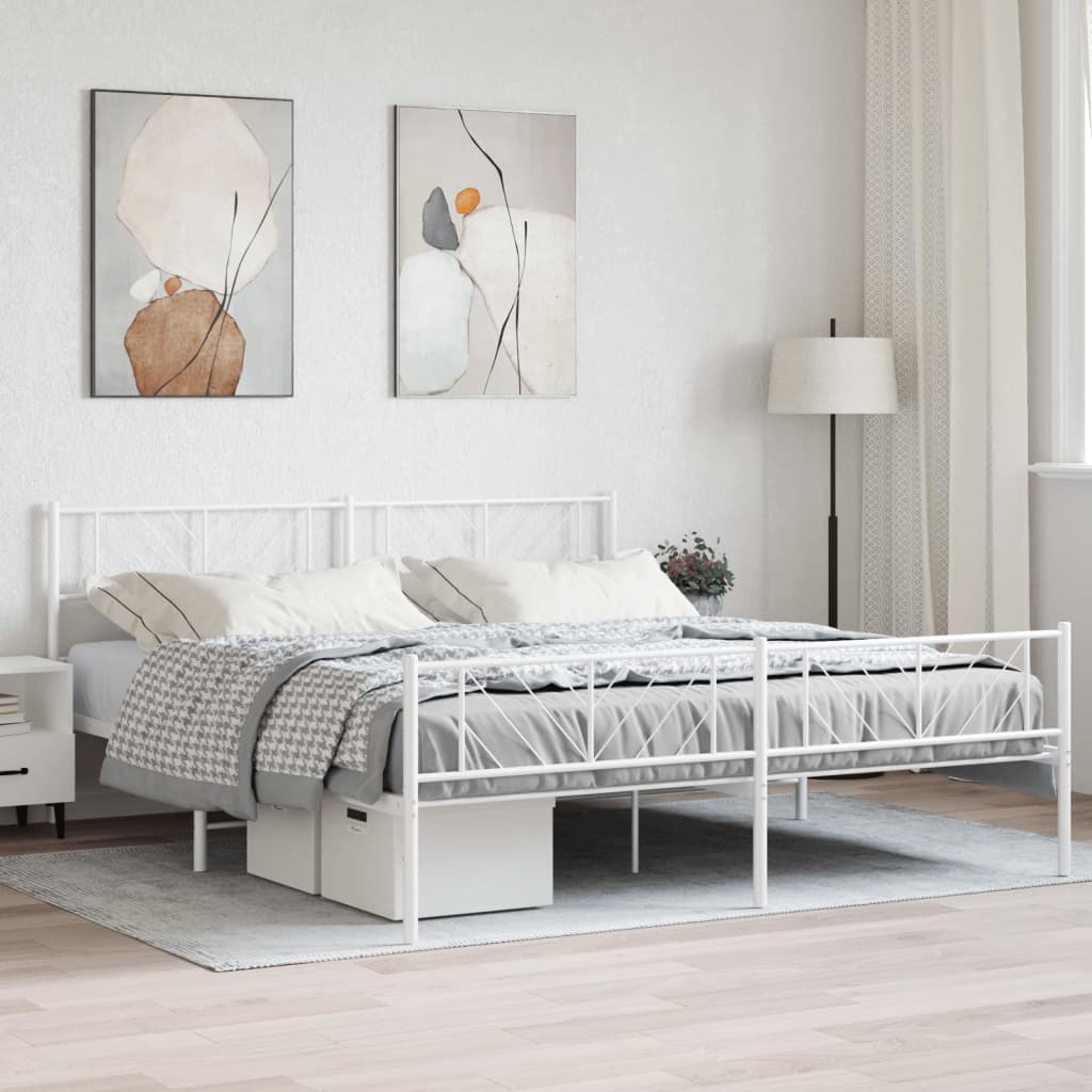 Metal Bed Frame Without Mattress With Footboard 140X200Cm
