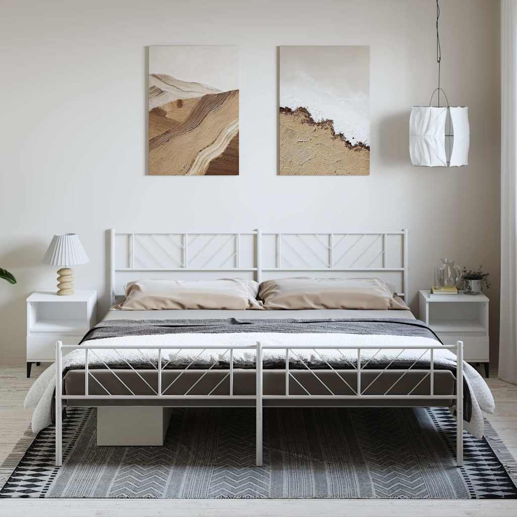 Metal Bed Frame Without Mattress With Footboard 140X200Cm