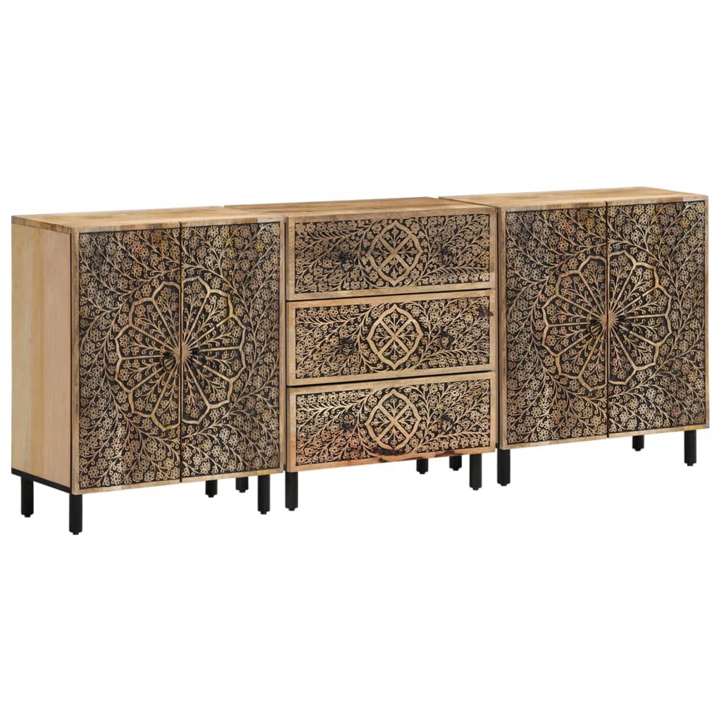 Side Cabinets 3 Pcs 60X33X75 Cm Solid Wood Mango