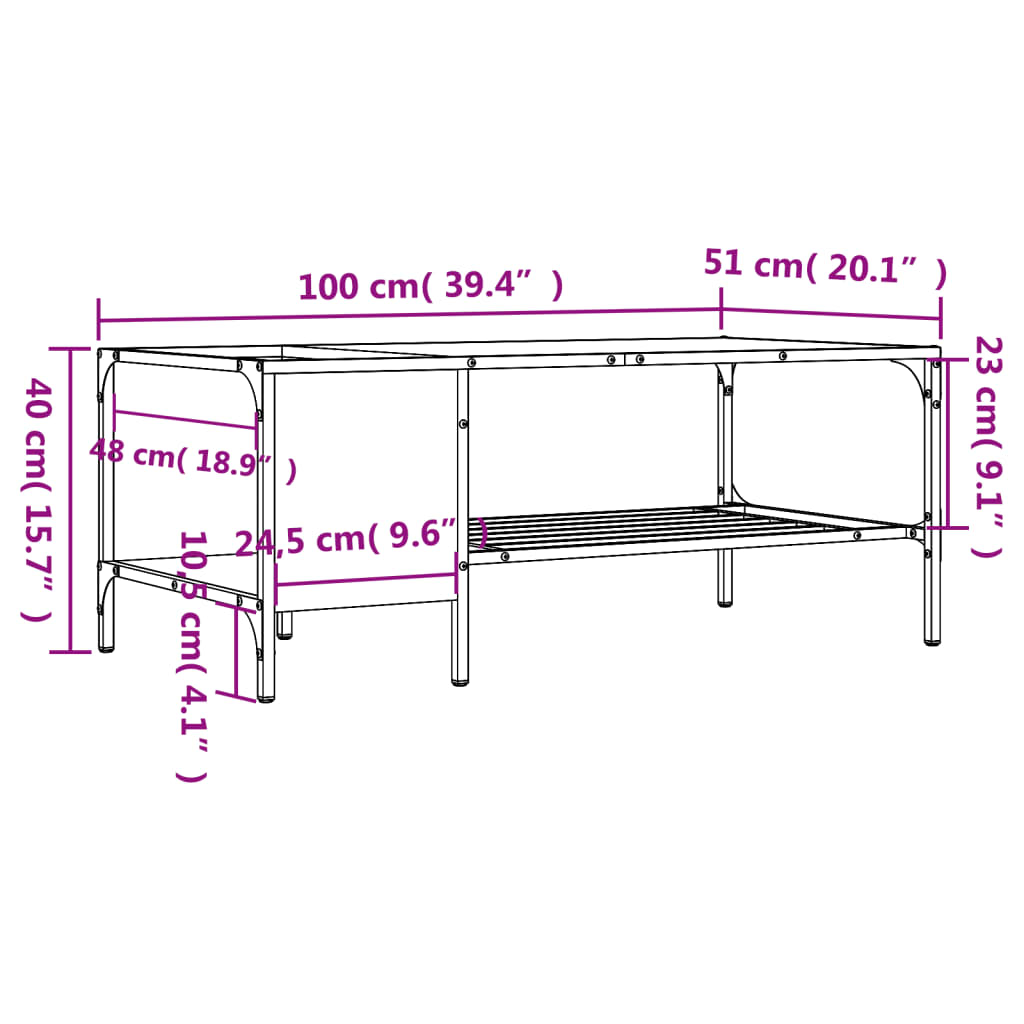 Coffee Table With Rack 100X51X40 Cm Engineered Wood