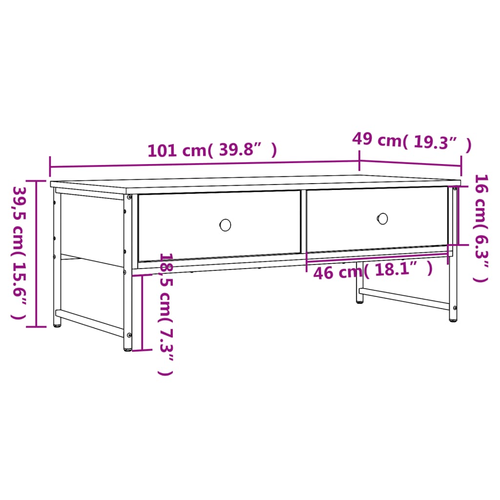 Coffee Table 101X49X39.5 Cm Engineered Wood