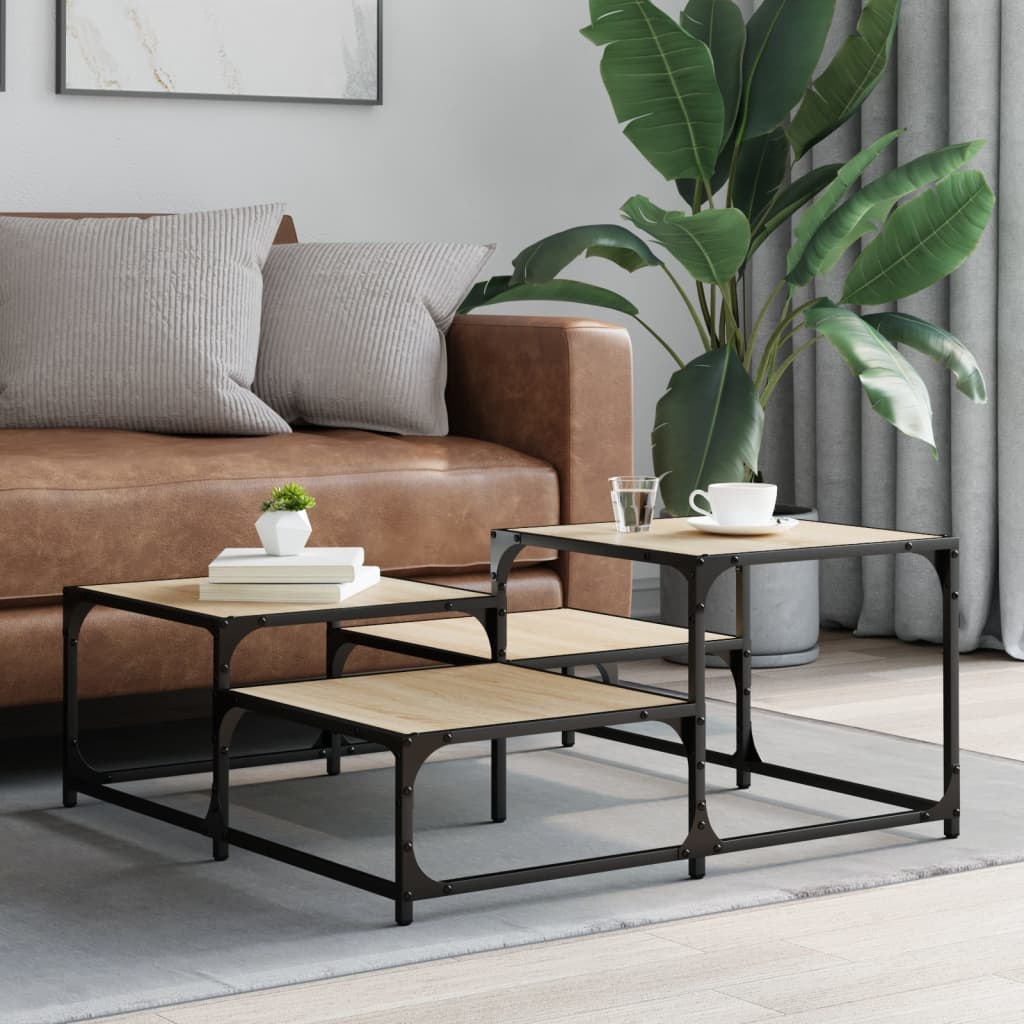 Coffee Table Engineered Wood Black Smoked Oak Sonoma Oak Brown Oak Grey Sonoma 6