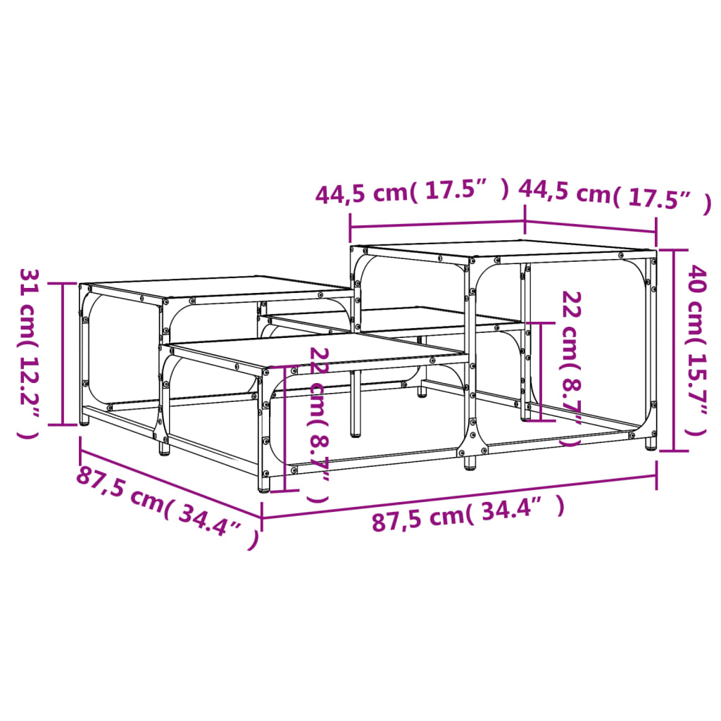 Coffee Table Engineered Wood Black Smoked Oak Sonoma Oak Brown Oak Grey Sonoma 6