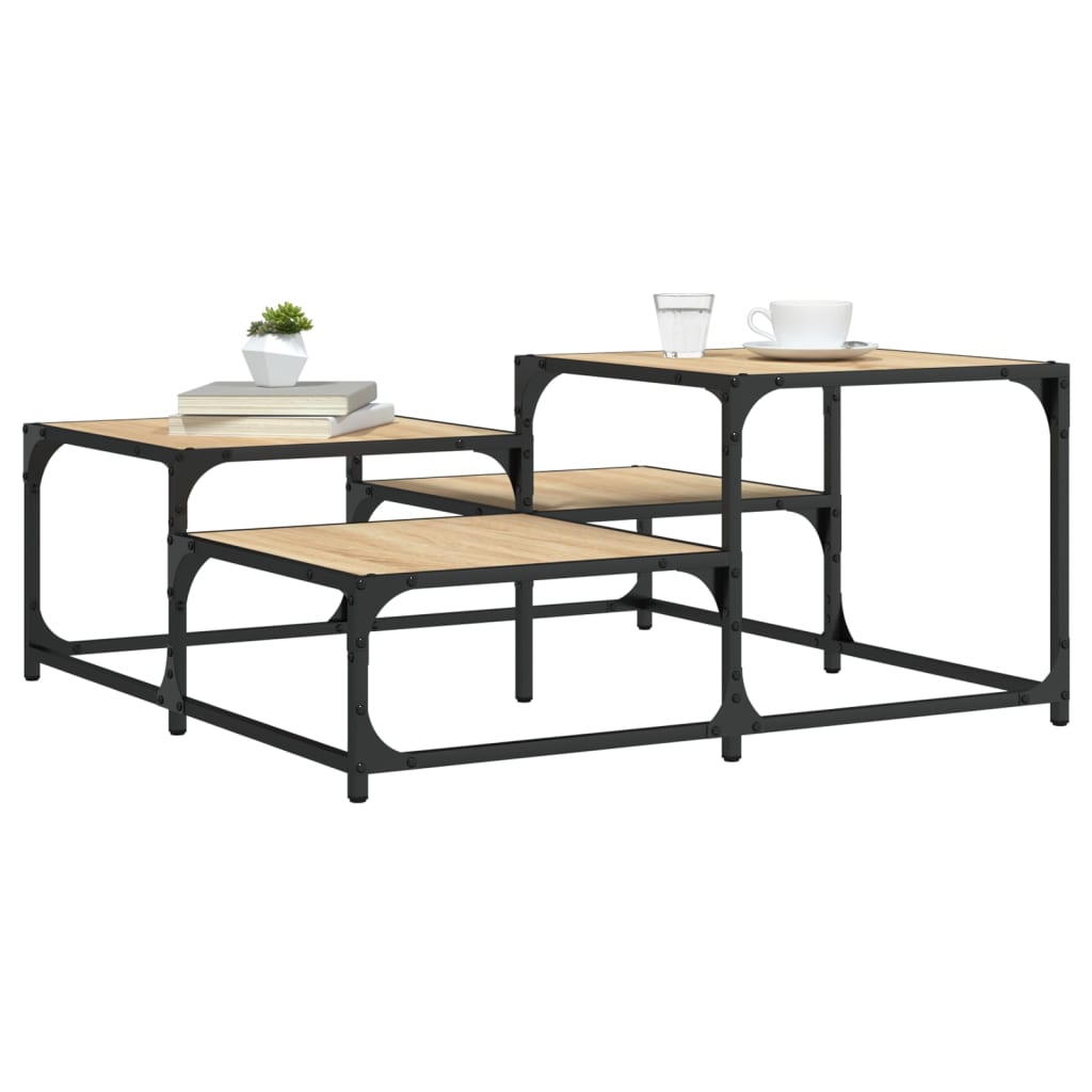 Coffee Table Engineered Wood Black Smoked Oak Sonoma Oak Brown Oak Grey Sonoma 6