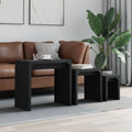 Coffee Table Nesting Tables 3 Pcs Engineered Wood Black Smoked Oak Grey Sonoma 6