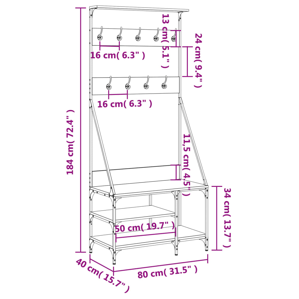 Clothes Rack With Shoe Storage 80X40X184 Cm