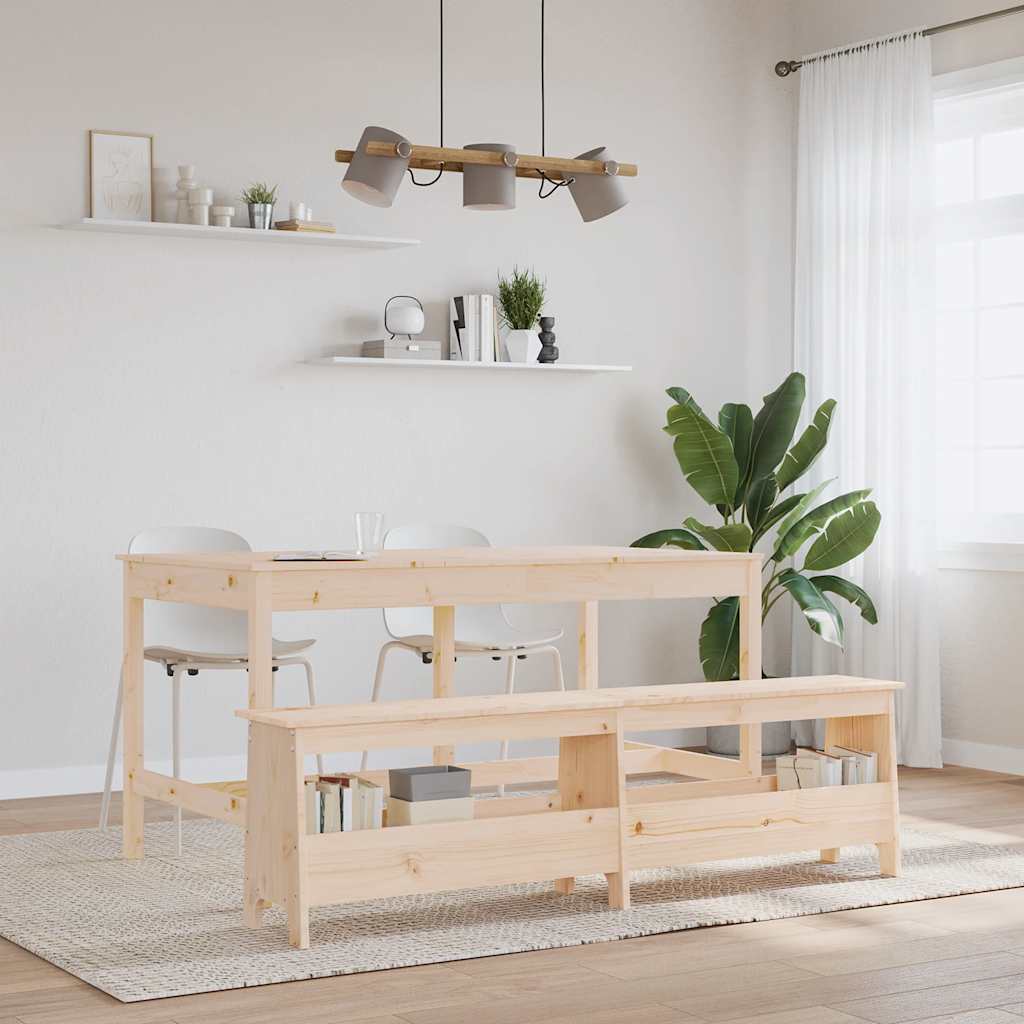 Storage & Entryway Benches Hall Bench Solid Wood Pine white brown natural 100 cm