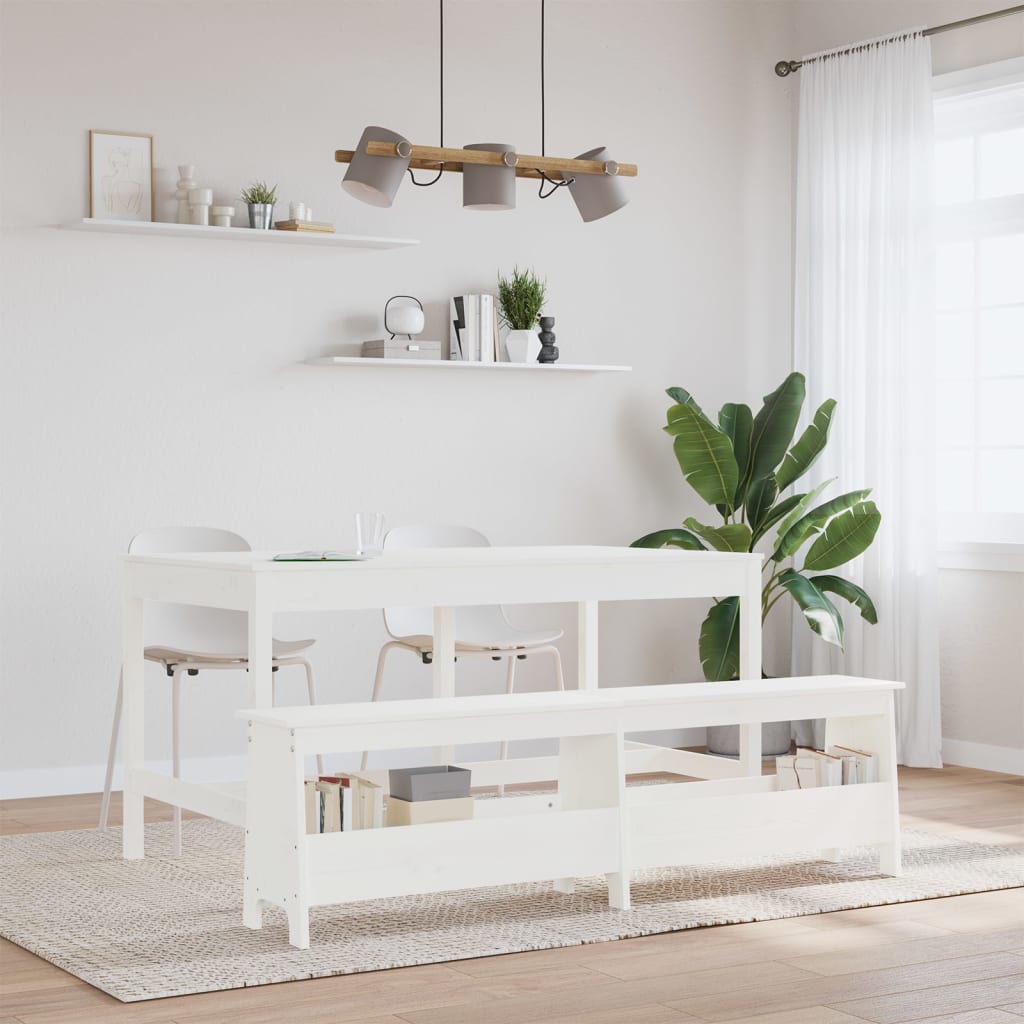 Storage & Entryway Benches Hall Bench Solid Wood Pine white brown natural 100 cm