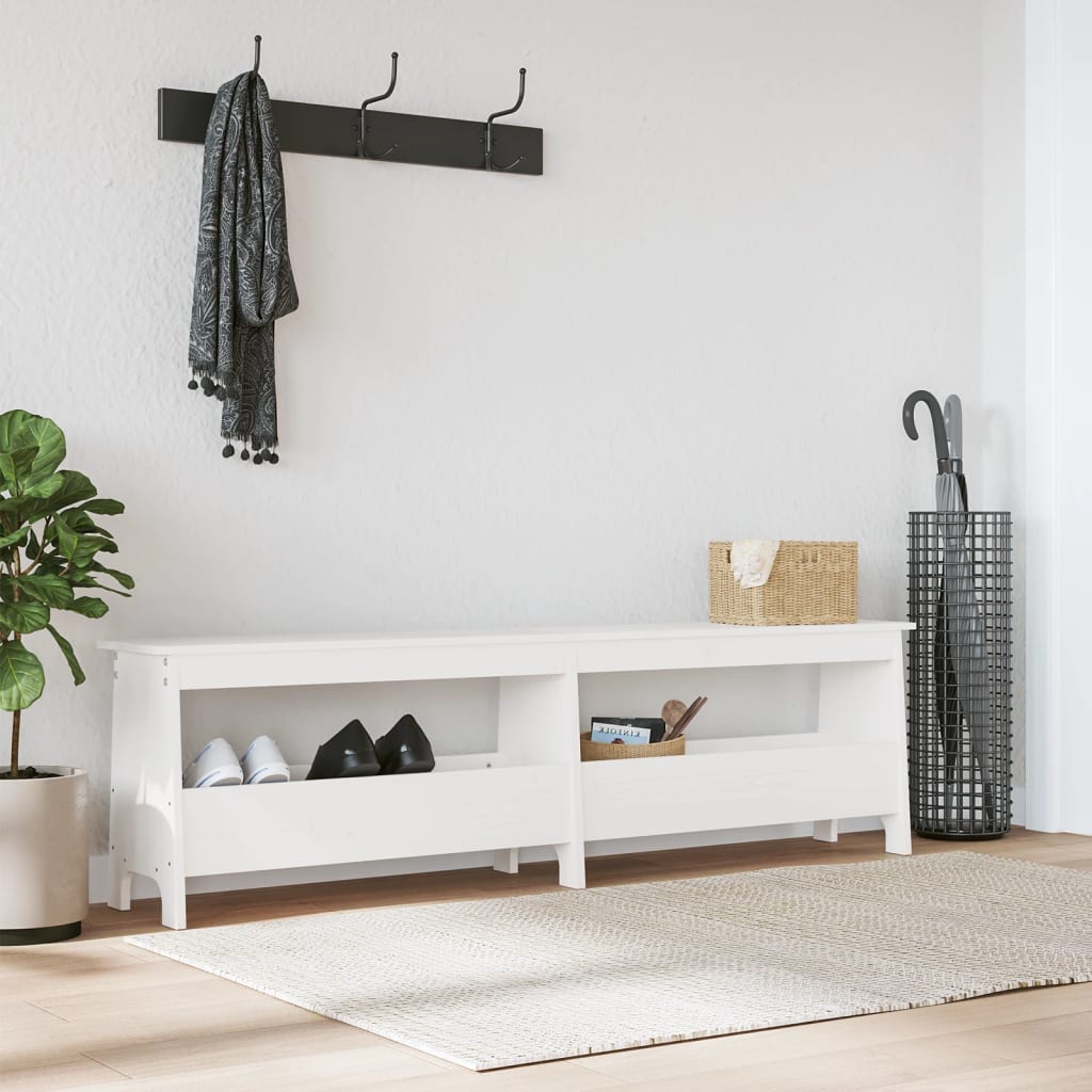 Storage & Entryway Benches Hall Bench Solid Wood Pine white brown natural 100 cm