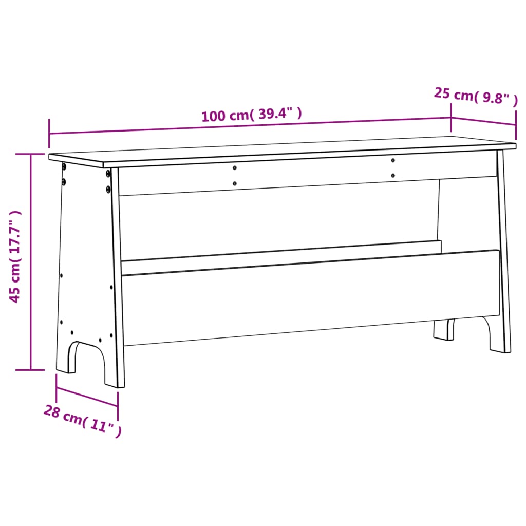 Hall Bench Solid Wood Pine