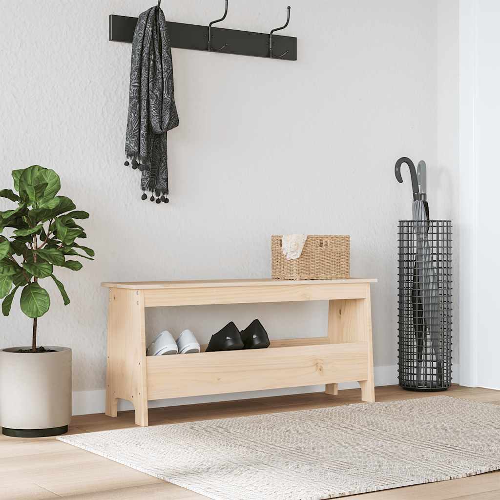Storage & Entryway Benches Hall Bench Solid Wood Pine white brown natural 100 cm