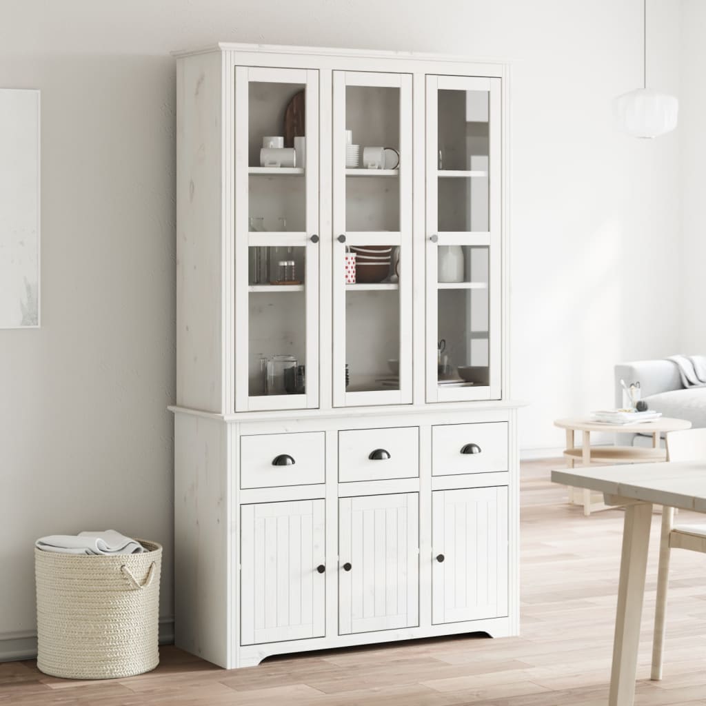Highborad "Bodo" White And 115.5X43X200.5Cm Solid Wood Pine