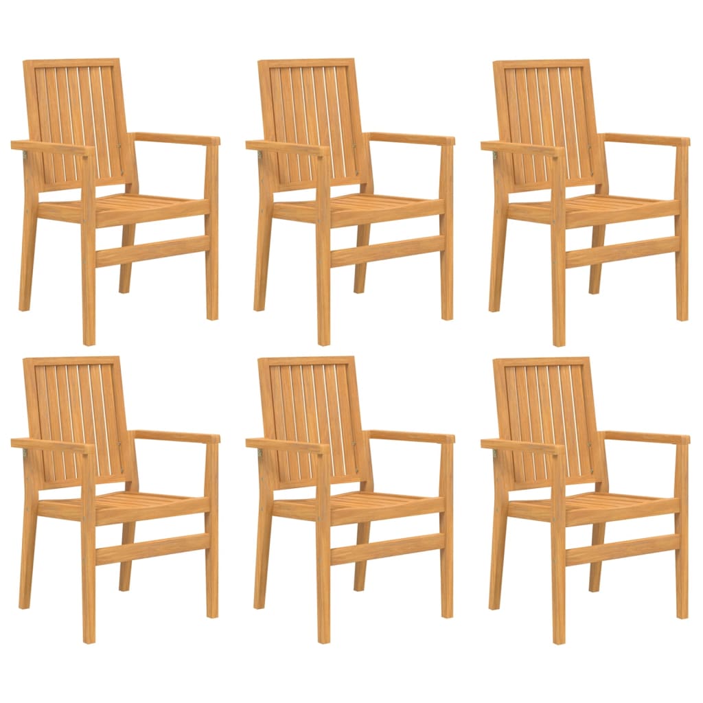 Stackable Garden Chairs 6 Pcs 56.5X57.5X91 Cm Solid Wood Teak