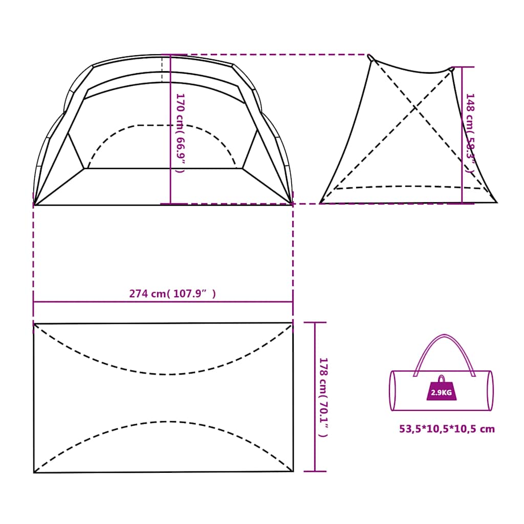 Tents Beach Tent 274X178X170/148 Cm 185T Polyester Green Blue Grey Waterproof 53