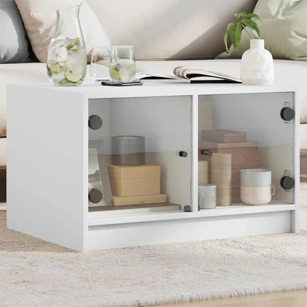 Coffee Table With Glass Doors 68X50X42 Cm