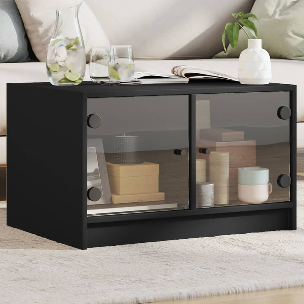 Coffee Table With Glass Doors 68X50X42 Cm