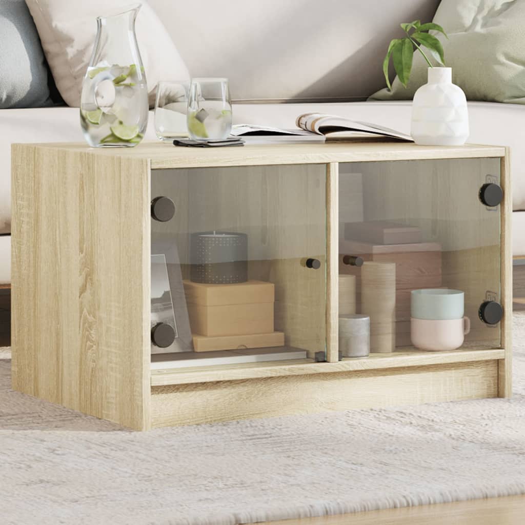 Coffee Table With Glass Doors 68X50X42 Cm