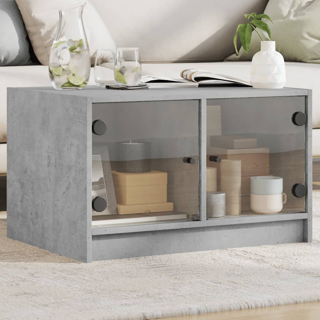 Coffee Table With Glass Doors 68X50X42 Cm