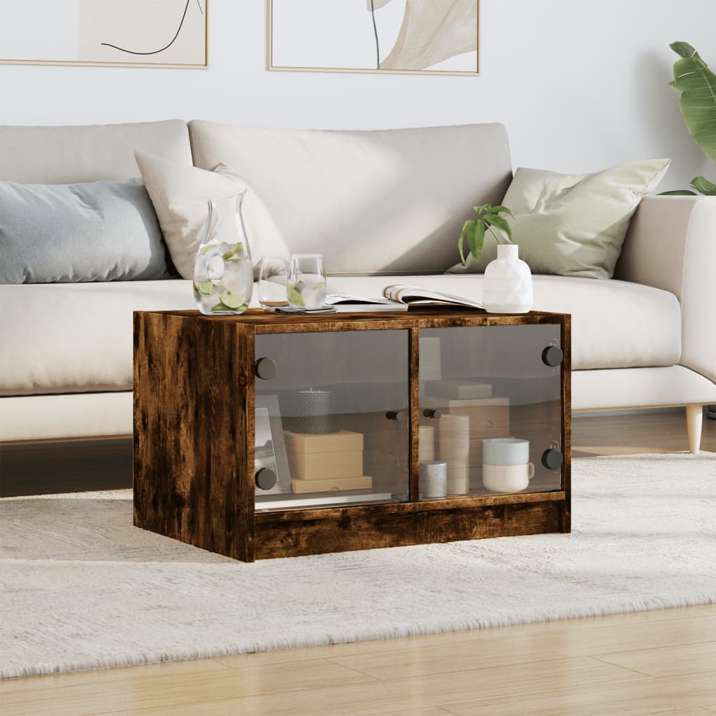 Coffee Table With Glass Doors 68X50X42 Cm
