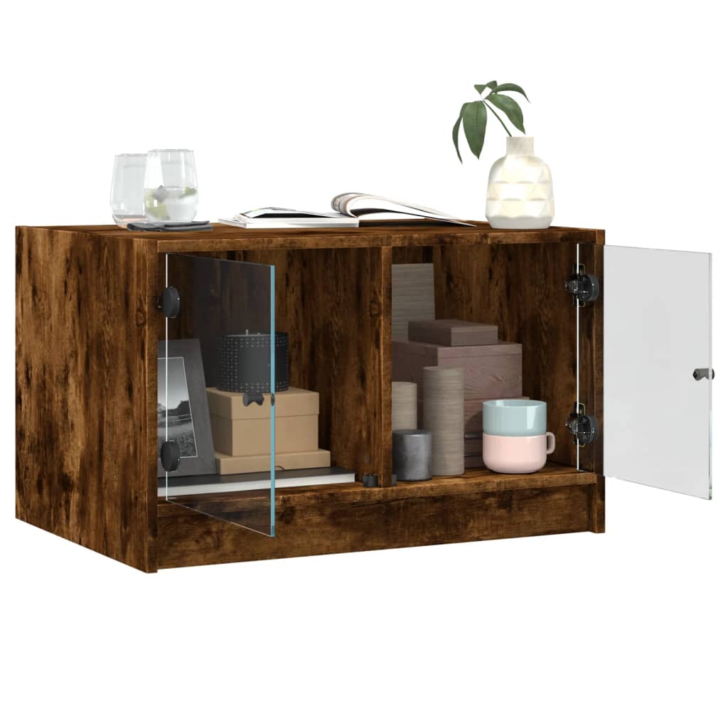 Coffee Table With Glass Doors 68X50X42 Cm