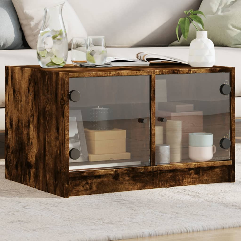 Coffee Table With Glass Doors 68X50X42 Cm