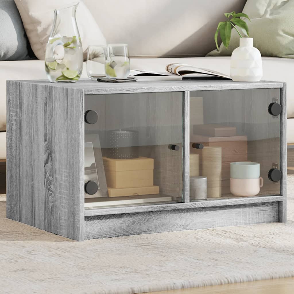 Coffee Table With Glass Doors 68X50X42 Cm
