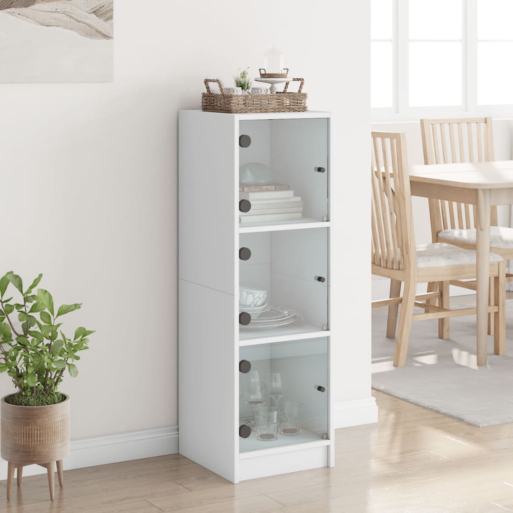 Highboard With Glass Doors 35X37X109 Cm