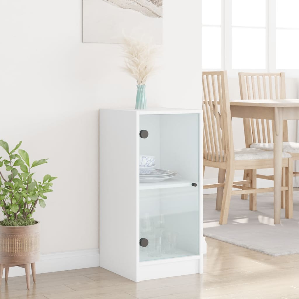Side Cabinet With Glass Doors 35X37X75.5 Cm