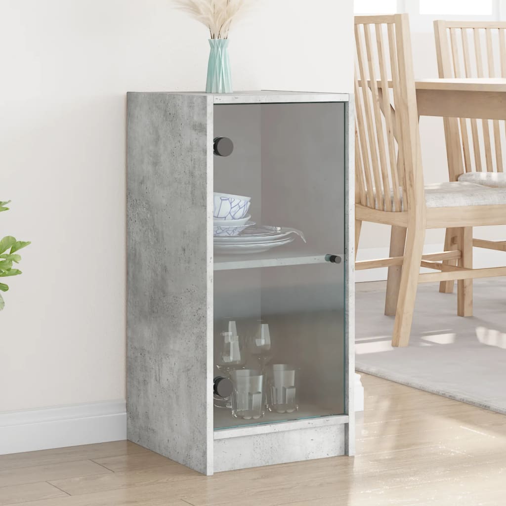 Side Cabinet With Glass Doors 35X37X75.5 Cm