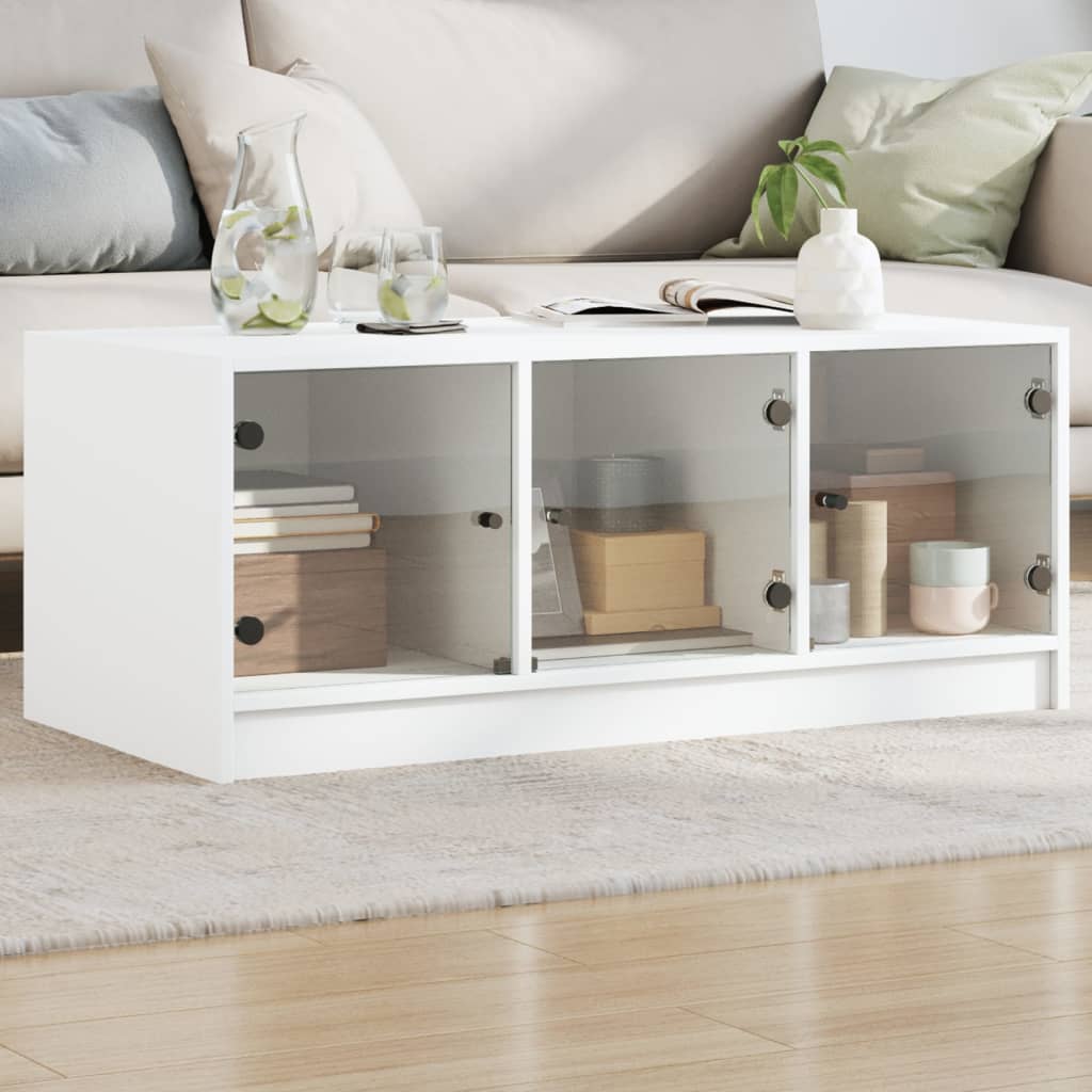 Coffee Table With Glass Doors 102X50X42 Cm
