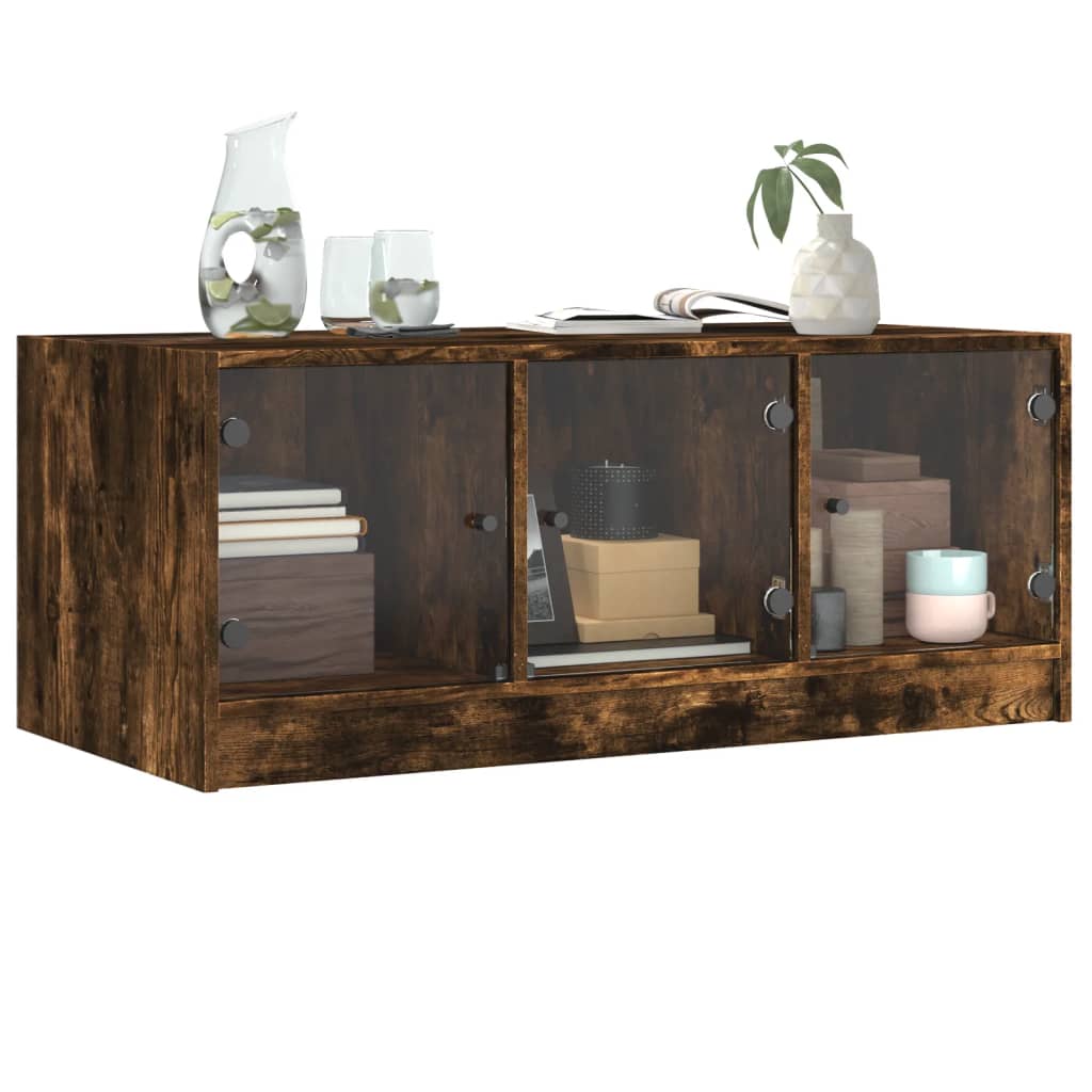 Coffee Table With Glass Doors 102X50X42 Cm