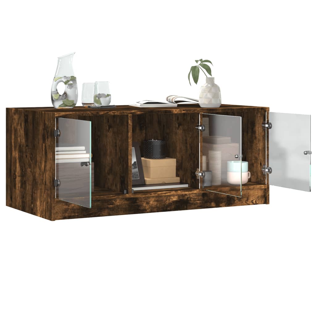 Coffee Table With Glass Doors 102X50X42 Cm