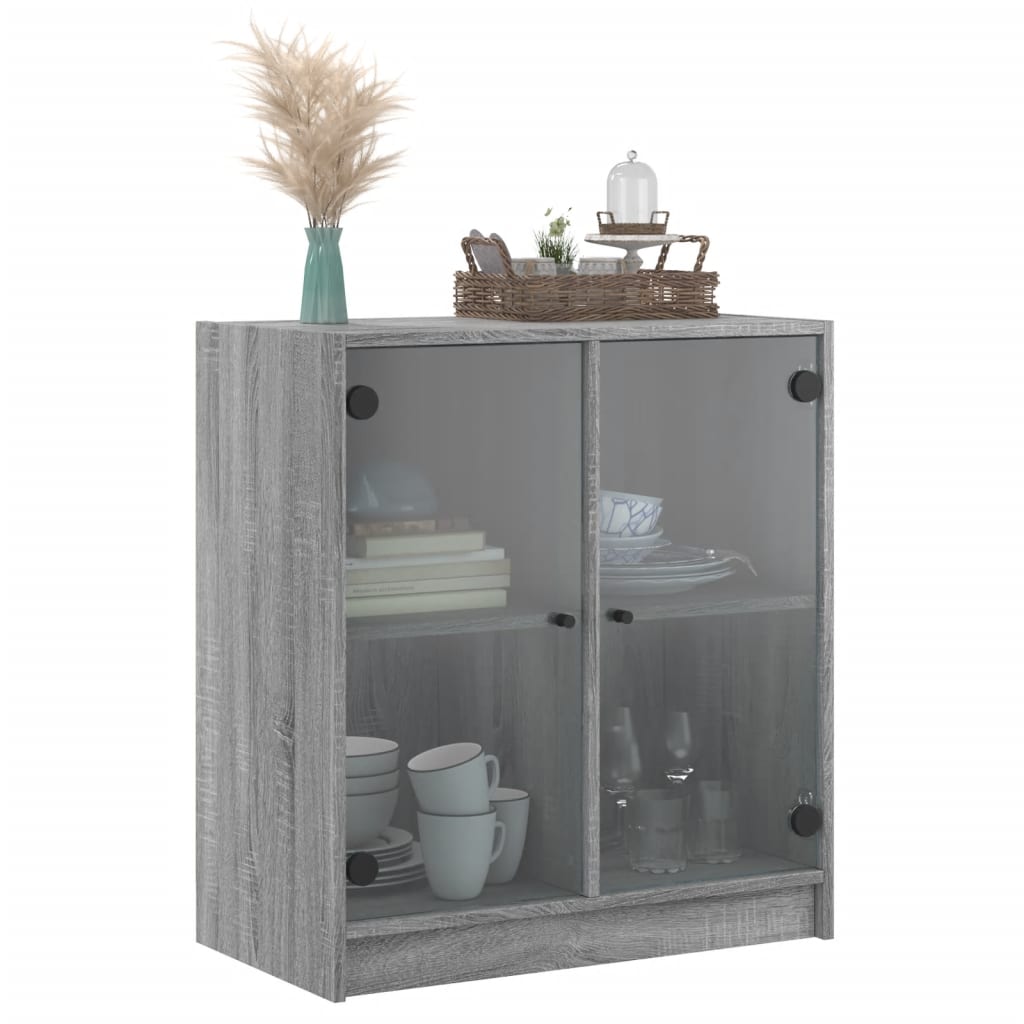 Side Cabinet With Glass Doors 68X37X75.5 Cm