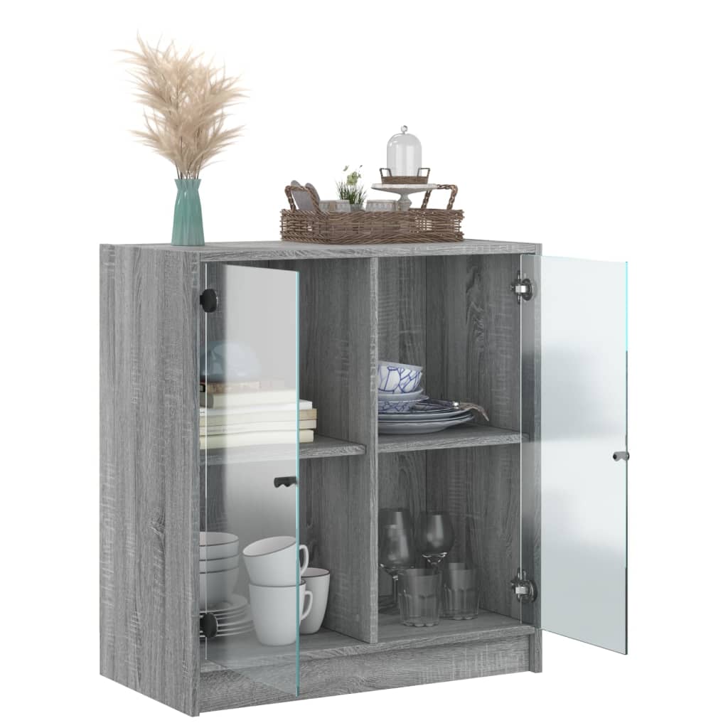 Side Cabinet With Glass Doors 68X37X75.5 Cm