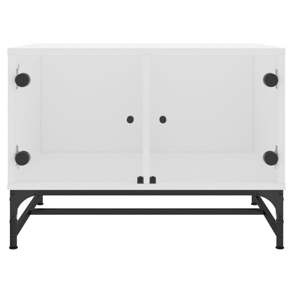 Coffee Table Glass Doors 68.5X50X50 Cm Smoked Oak Concrete Grey Sonoma Oak Black