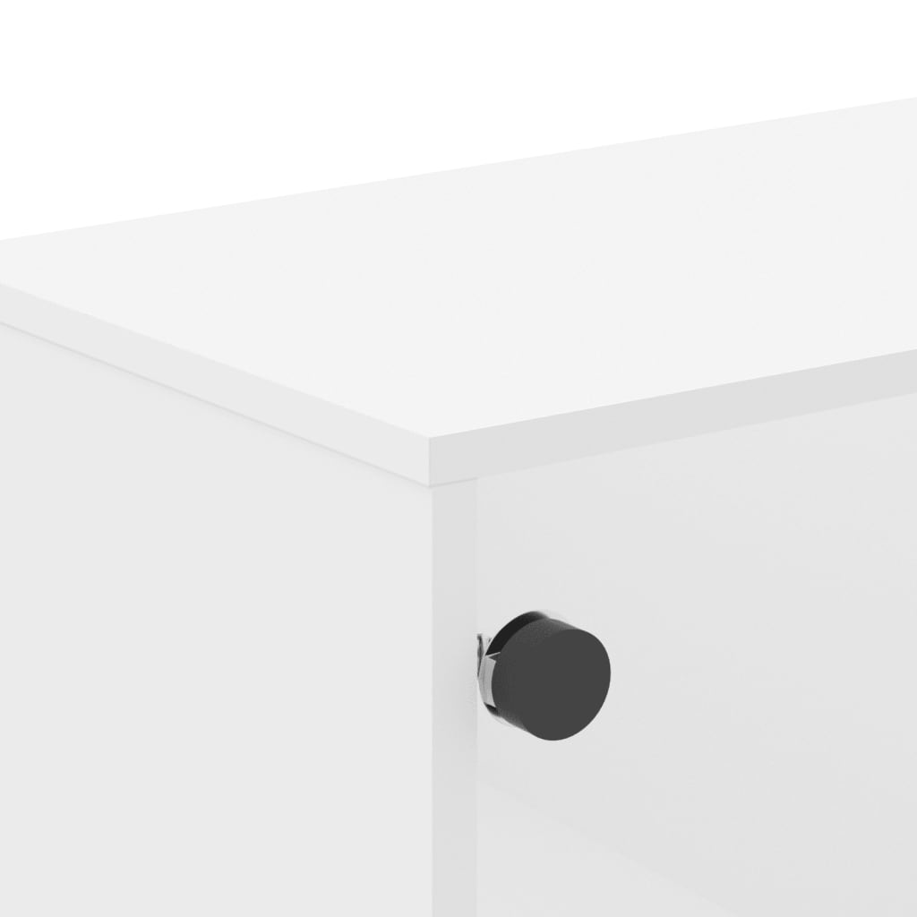 Coffee Table Glass Doors 68.5X50X50 Cm Smoked Oak Concrete Grey Sonoma Oak Black
