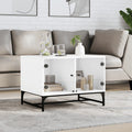 Coffee Table Glass Doors 68.5X50X50 Cm Smoked Oak Concrete Grey Sonoma Oak Black