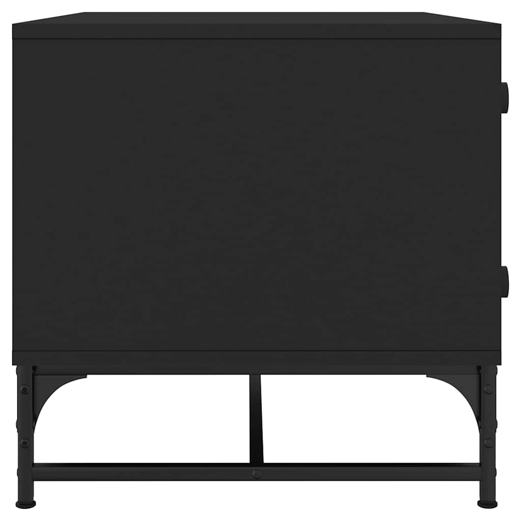 Coffee Table Glass Doors 68.5X50X50 Cm Smoked Oak Concrete Grey Sonoma Oak Black