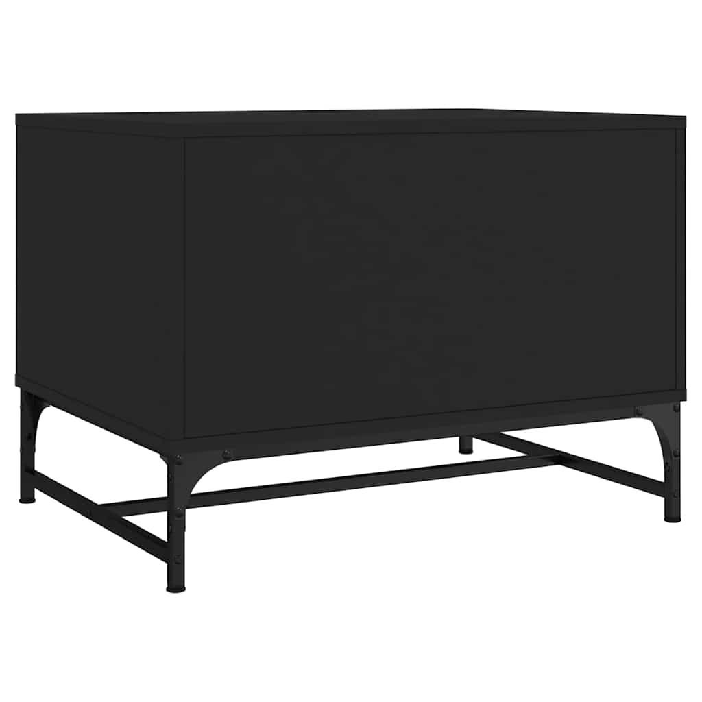 Coffee Table Glass Doors 68.5X50X50 Cm Smoked Oak Concrete Grey Sonoma Oak Black