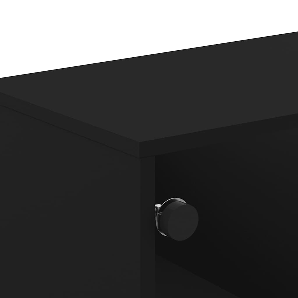 Coffee Table Glass Doors 68.5X50X50 Cm Smoked Oak Concrete Grey Sonoma Oak Black