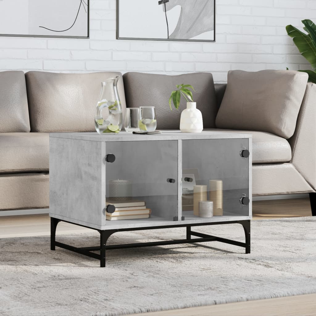 Coffee Table With Glass Doors 68.5X50X50 Cm
