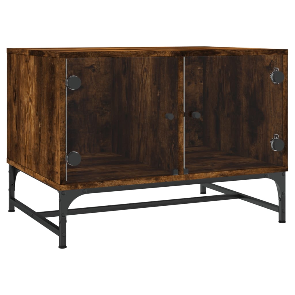 Coffee Table With Glass Doors 68.5X50X50 Cm