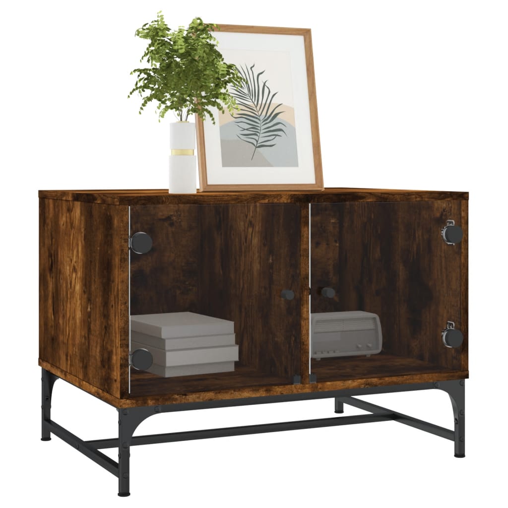 Coffee Table With Glass Doors 68.5X50X50 Cm
