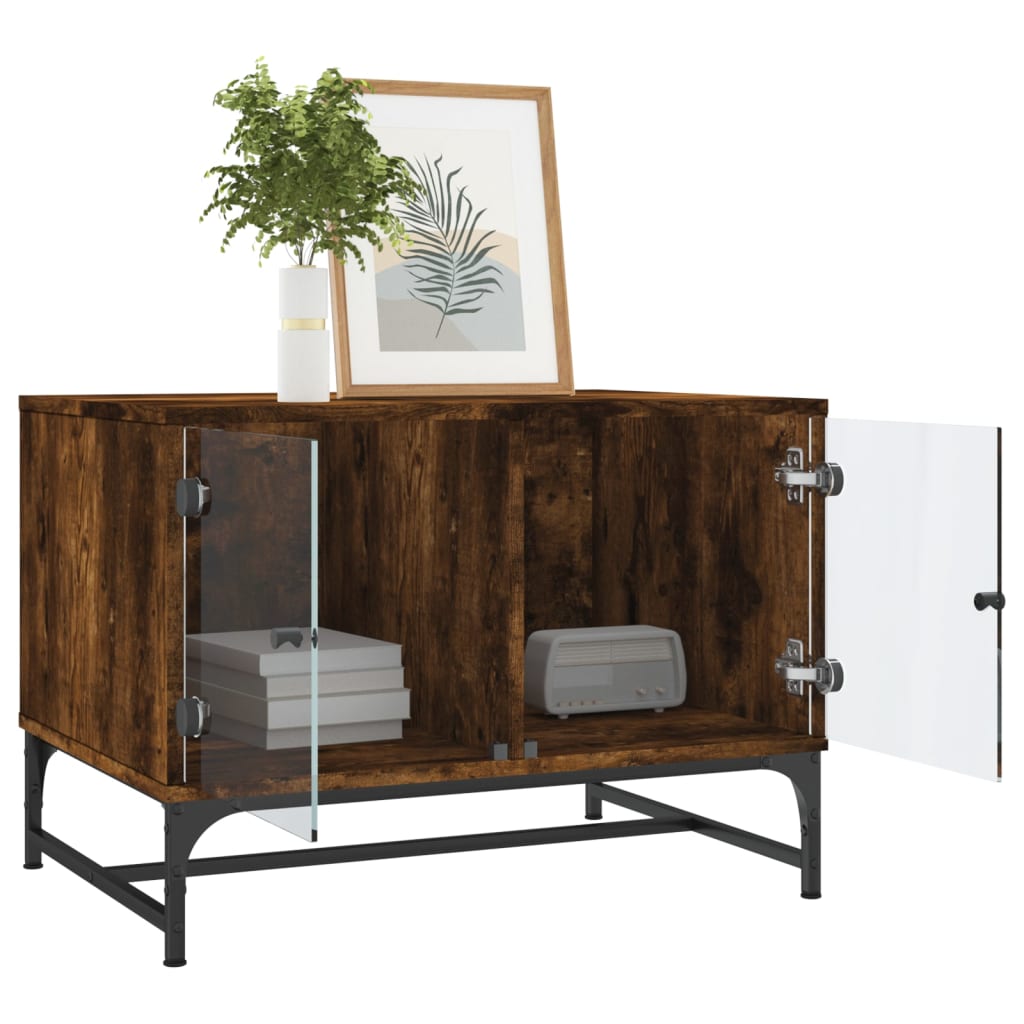Coffee Table With Glass Doors 68.5X50X50 Cm