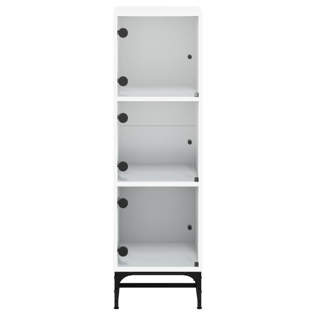 Sideboard Highboard Glass Doors 35X37X120 Cm White Black Oak Artisan Oak Steel 3