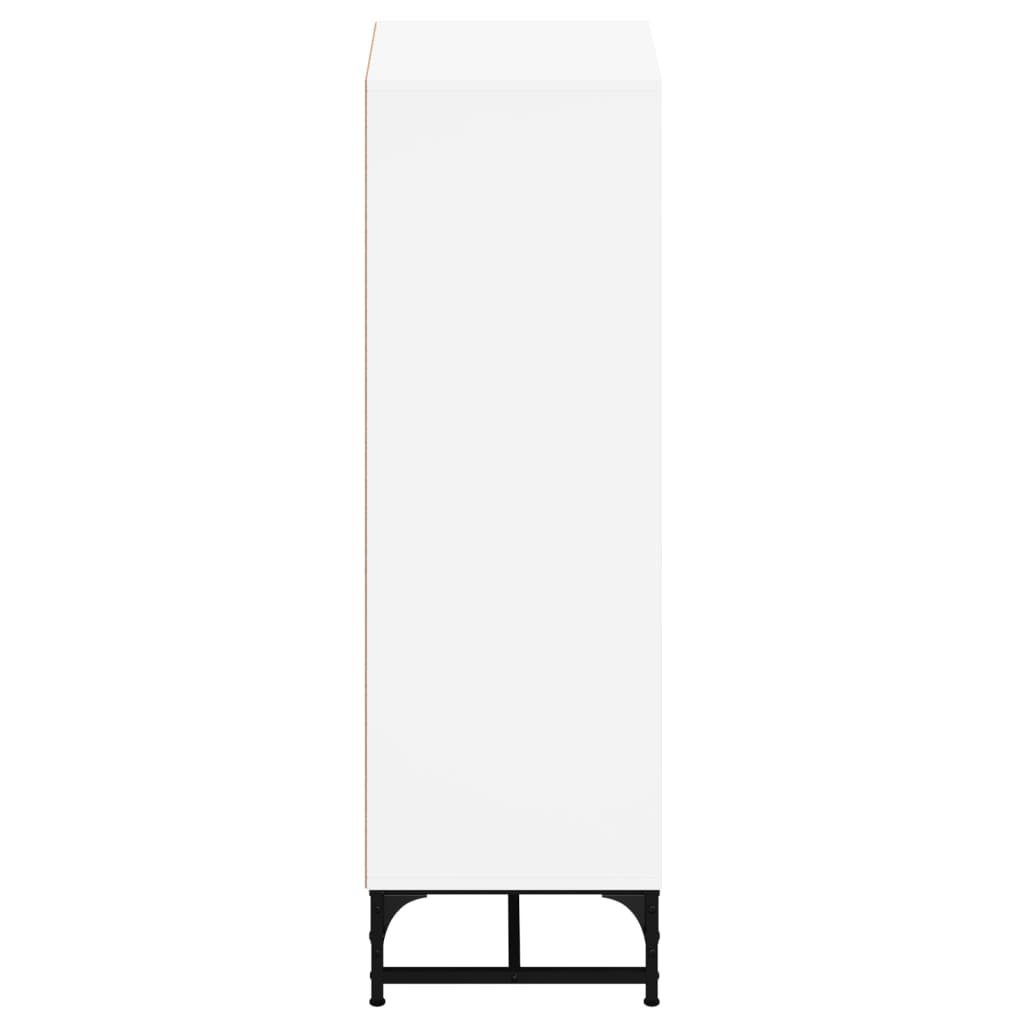 Sideboard Highboard Glass Doors 35X37X120 Cm White Black Oak Artisan Oak Steel 3