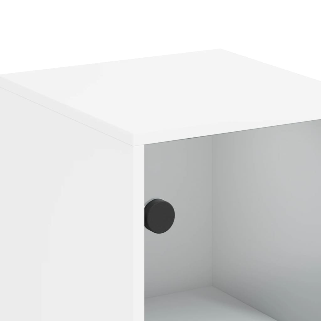 Sideboard Highboard Glass Doors 35X37X120 Cm White Black Oak Artisan Oak Steel 3