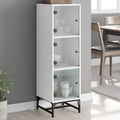 Sideboard Highboard Glass Doors 35X37X120 Cm White Black Oak Artisan Oak Steel 3