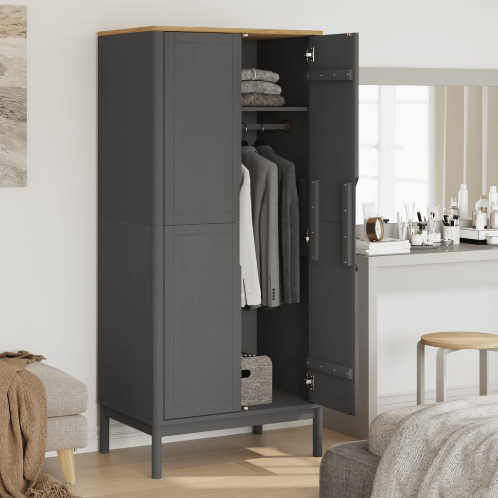 Wardrobe Floro 77X53X171 Cm Solid Wood Pine