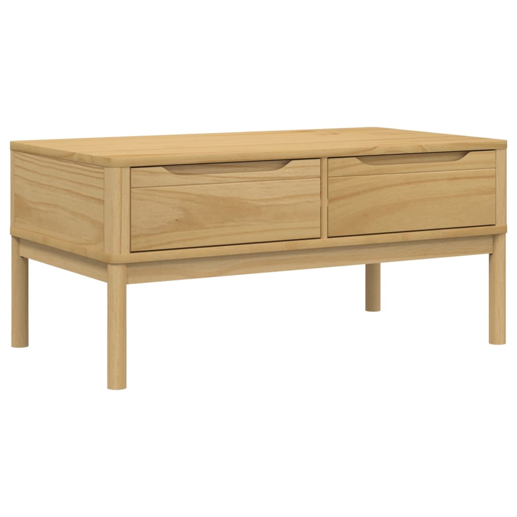 Coffee Table Floro Solid Pine Wood Living Room Furniture 99x55.5x45cm wax brown